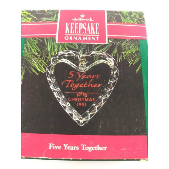 Hallmark Keepsakes Ornament Christmas Five Years Together Heart 1991 - Picture 4 of 6